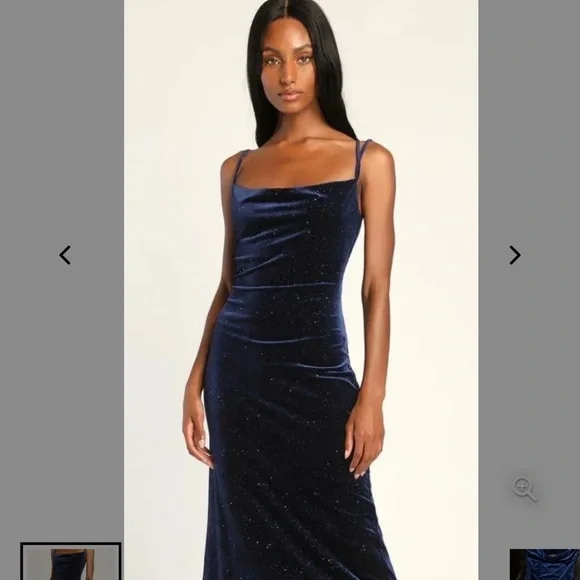 Lulu’s Starry Night Blue Velvet Dress Size Small NWT - Picture 6 of 10